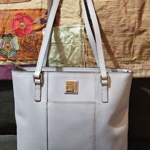 Dooney & Bourke Light Gray Leather Tote Bag